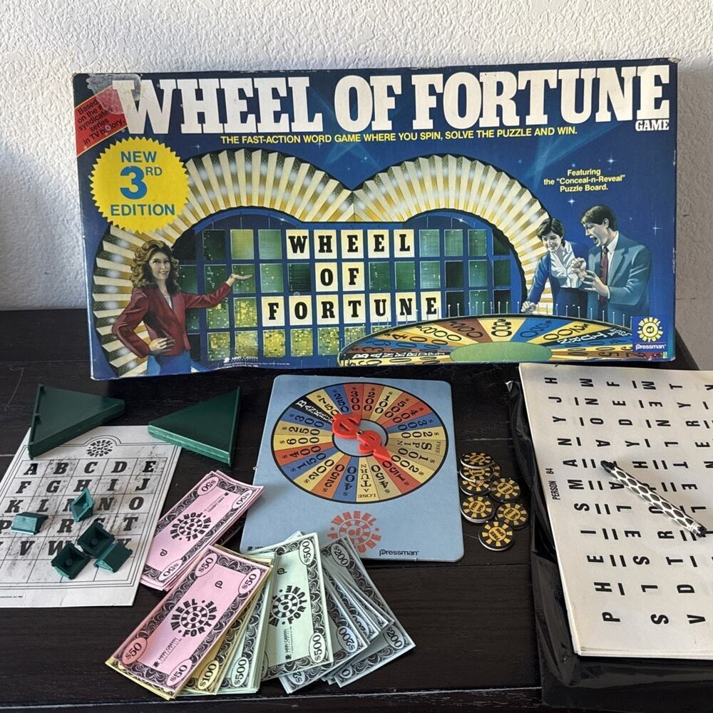 1985 WHEEL OF FORTUNE PRESSMAN BOARD GAME MERV GRIFFIN ENTERPRISES COMPLETE VTG